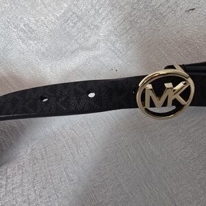Michael Kors Black Belt with Gold Logo